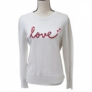 Marled reunited clothing  valentine  sequin love crew neck sweater New